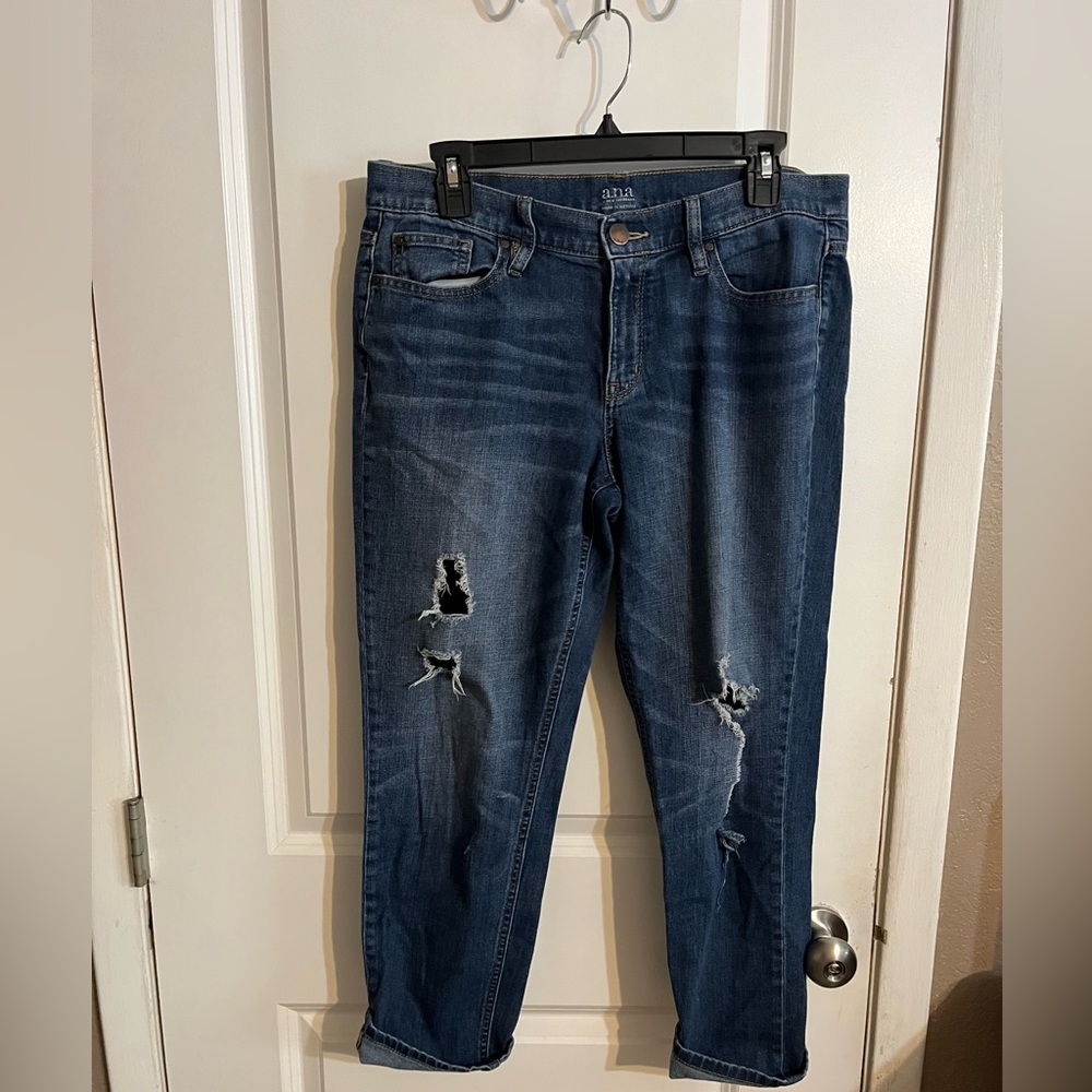 a.n.a Dark Wash Distressed Denim Jeans